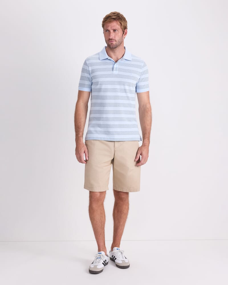 SC Stripe Pique Polo in ICE BLUE