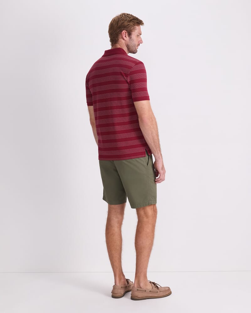 SC Stripe Pique Polo in WINE