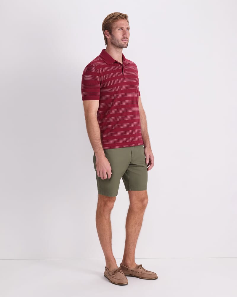 SC Stripe Pique Polo in WINE