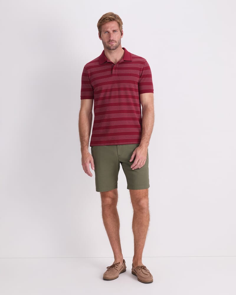 SC Stripe Pique Polo in WINE