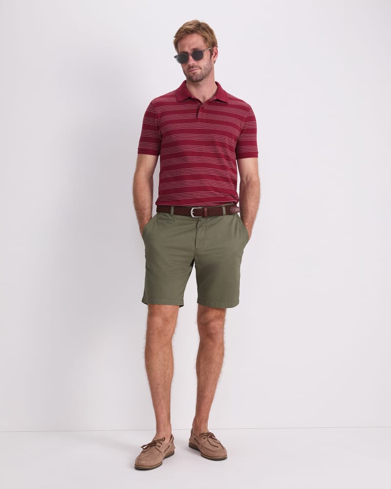 SC Stripe Pique Polo in WINE