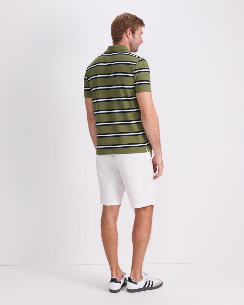 SC Bold Stripe Pique Polo in GREEN MULTI