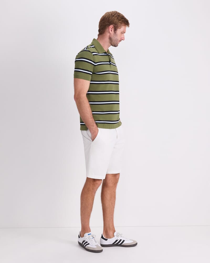SC Bold Stripe Pique Polo in GREEN MULTI