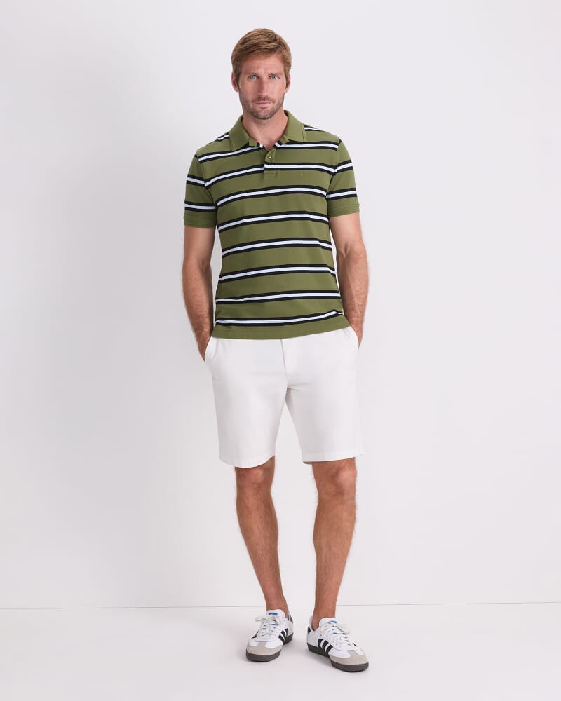 SC Bold Stripe Pique Polo in GREEN MULTI