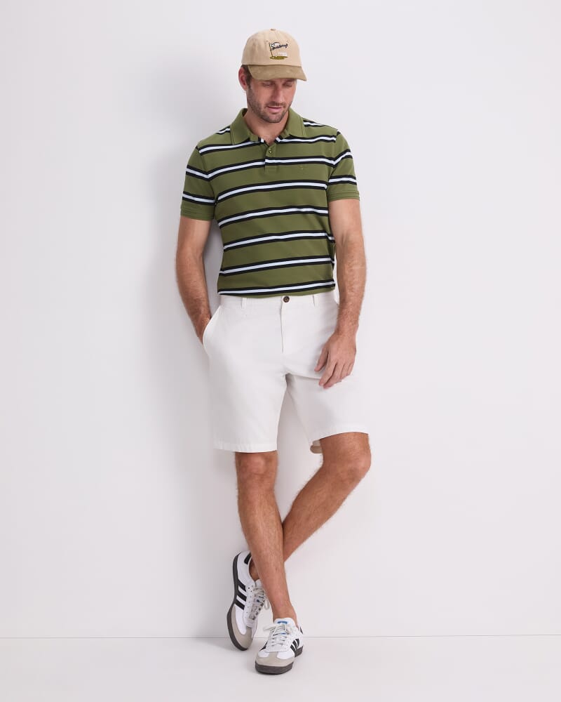 SC Bold Stripe Pique Polo in GREEN MULTI