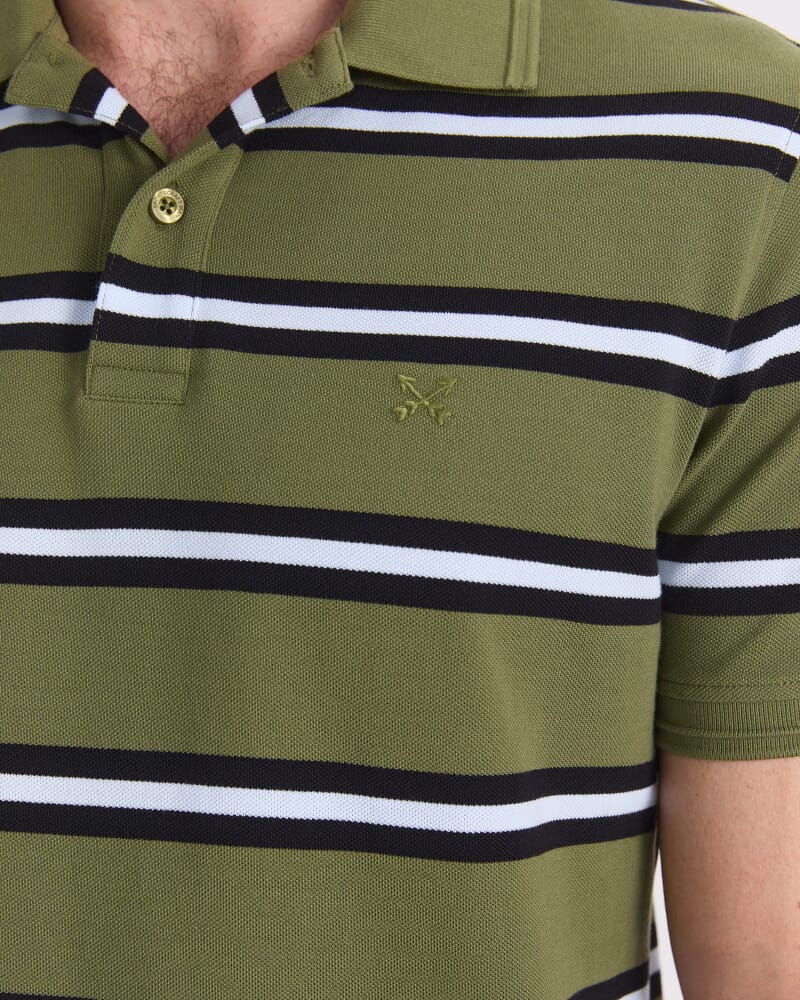 SC Bold Stripe Pique Polo in GREEN MULTI