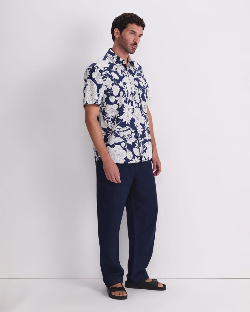 Gardner Short Sleeve Print Shirt in NAVY