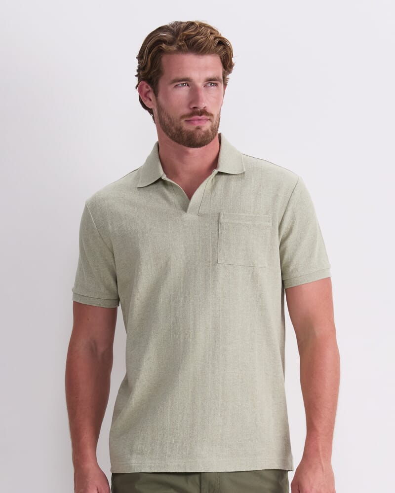 Odin Textured Polo in SAGE