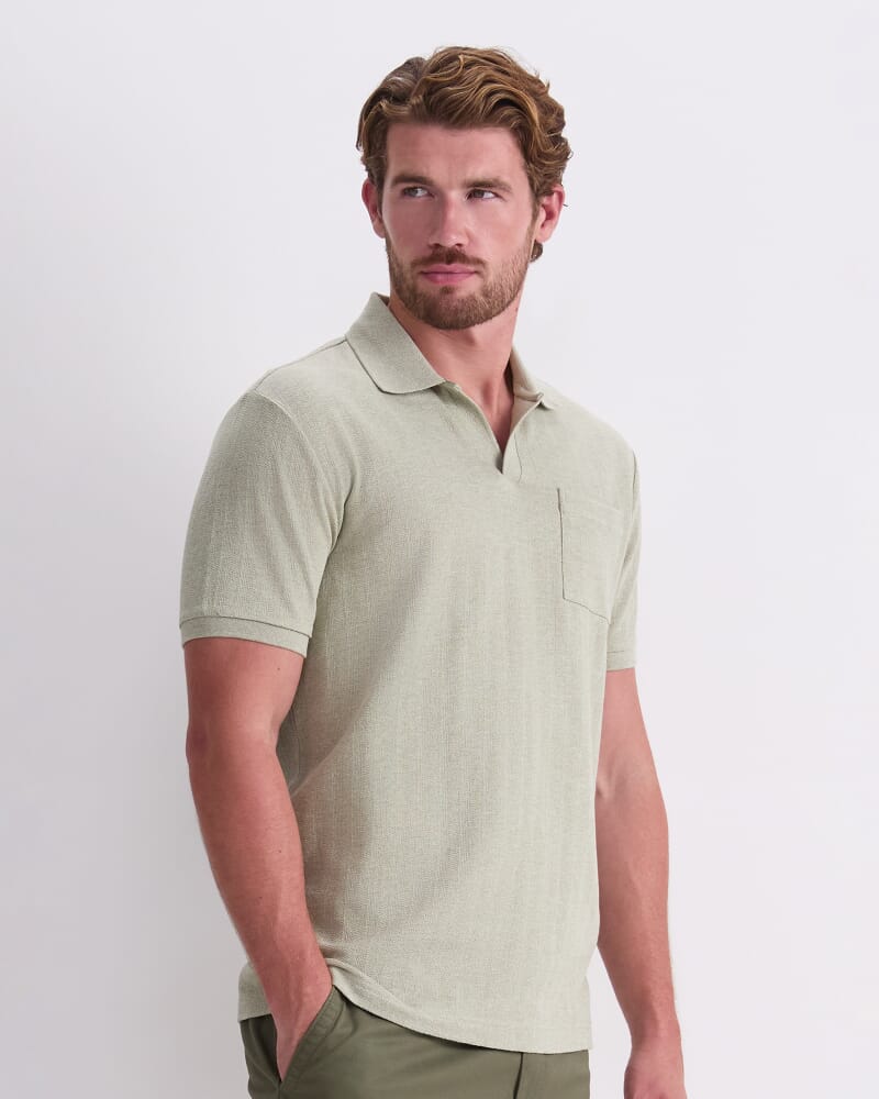 Odin Textured Polo in SAGE