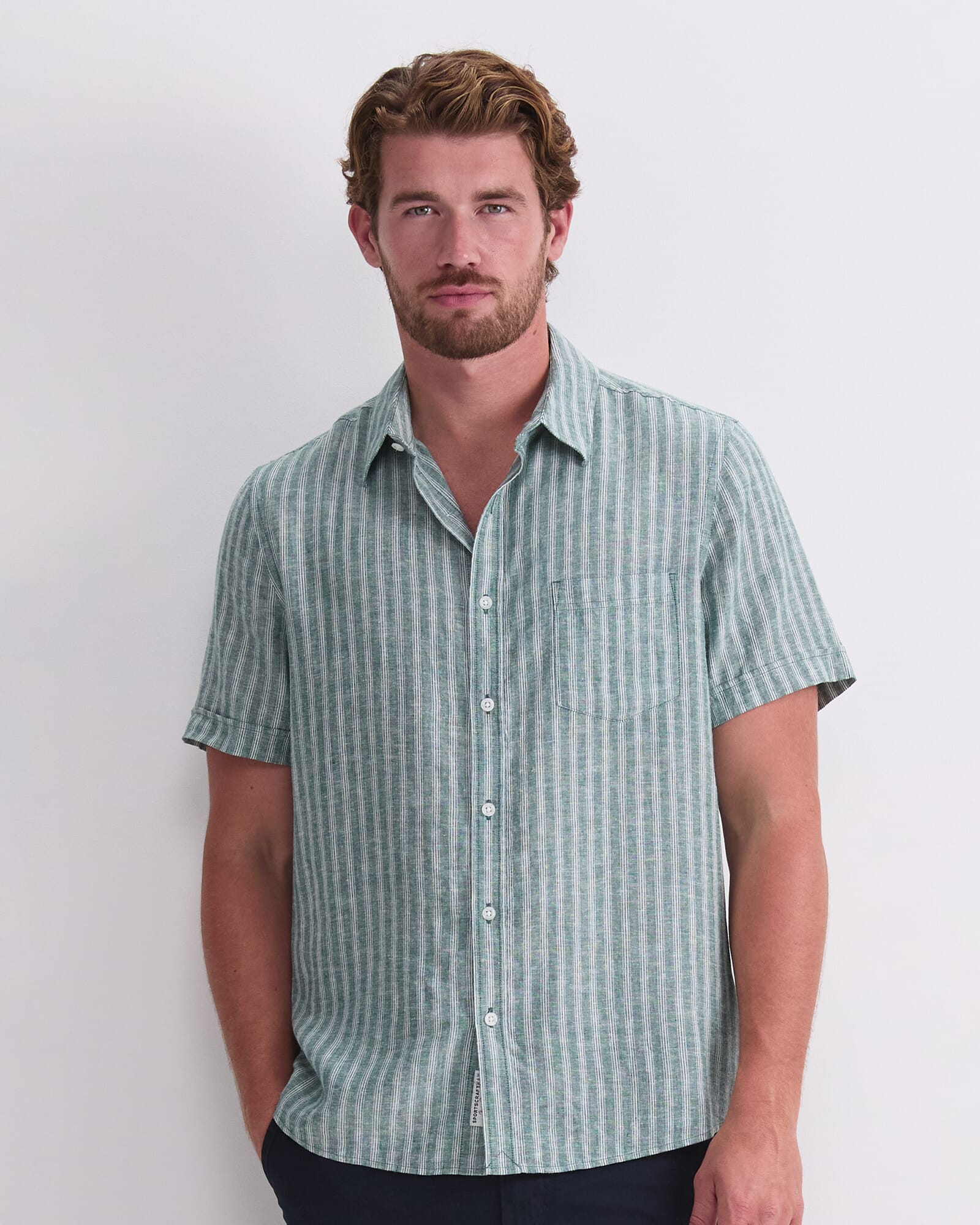 Linen Short Sleeve Stripe Shirt
