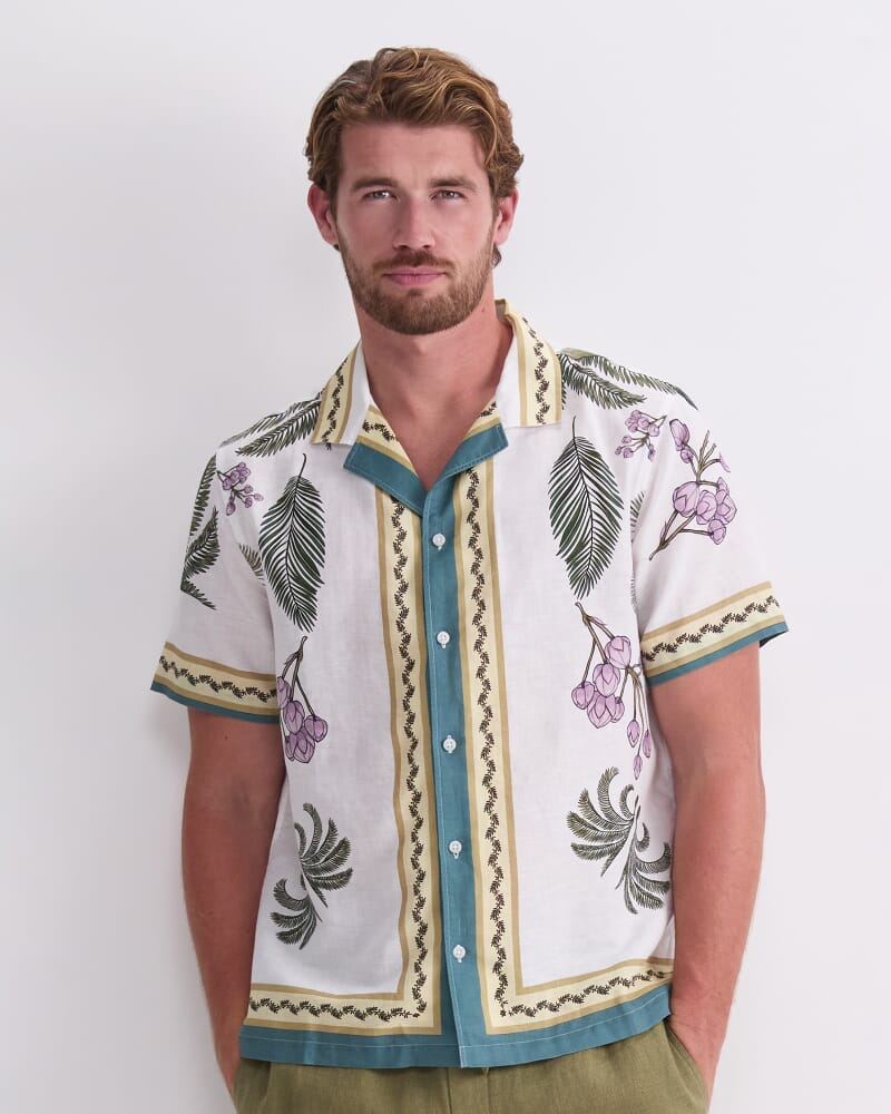Hamlyn Short Sleeve Resort Shirt in WHITE MULTI