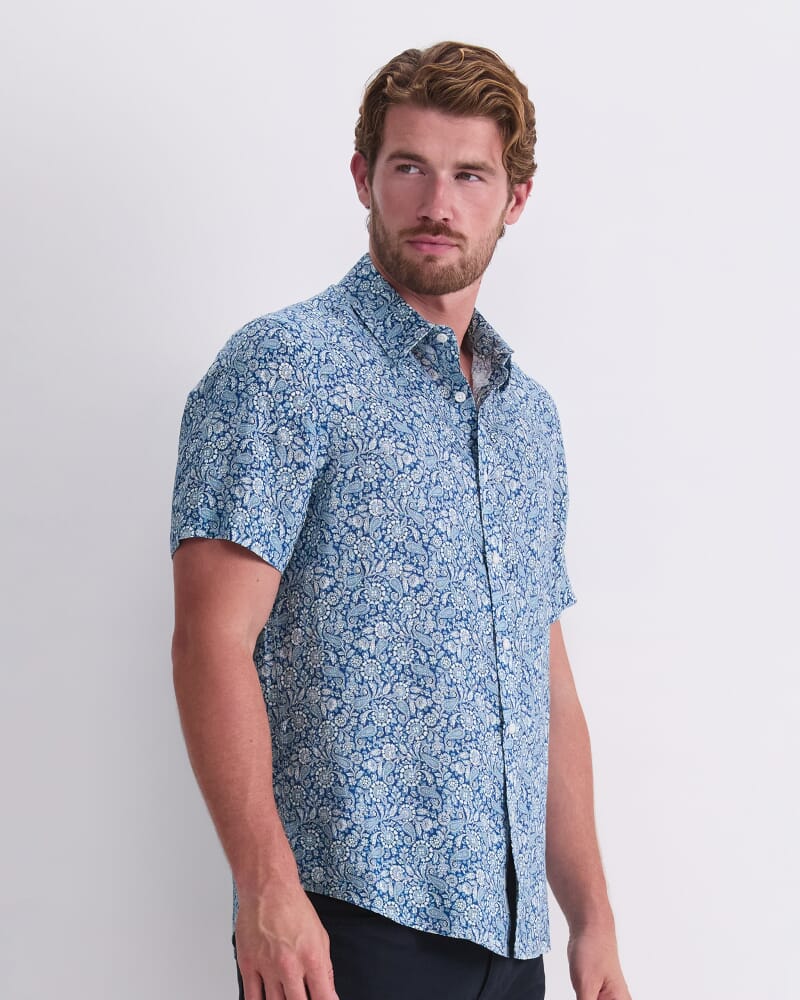 Theodore Liberty Short Sleeve Shirt in NAVY