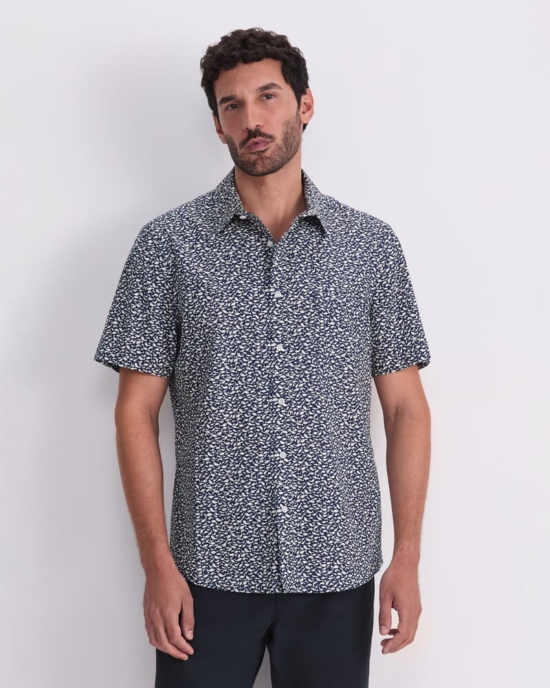 Shoal Short Sleeve Liberty Print Shirt in NAVY/WHITE