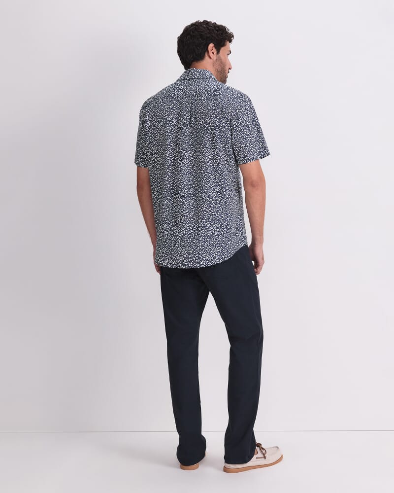 Shoal Short Sleeve Liberty Print Shirt in NAVY/WHITE