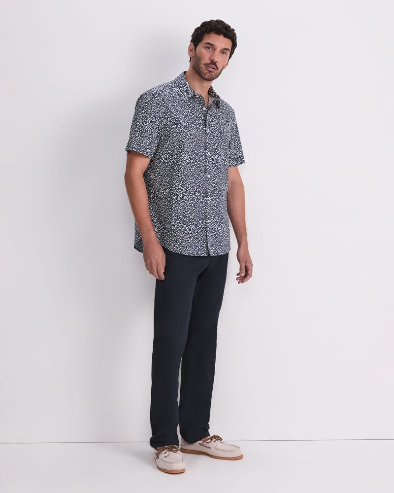 Shoal Short Sleeve Liberty Print Shirt in NAVY/WHITE
