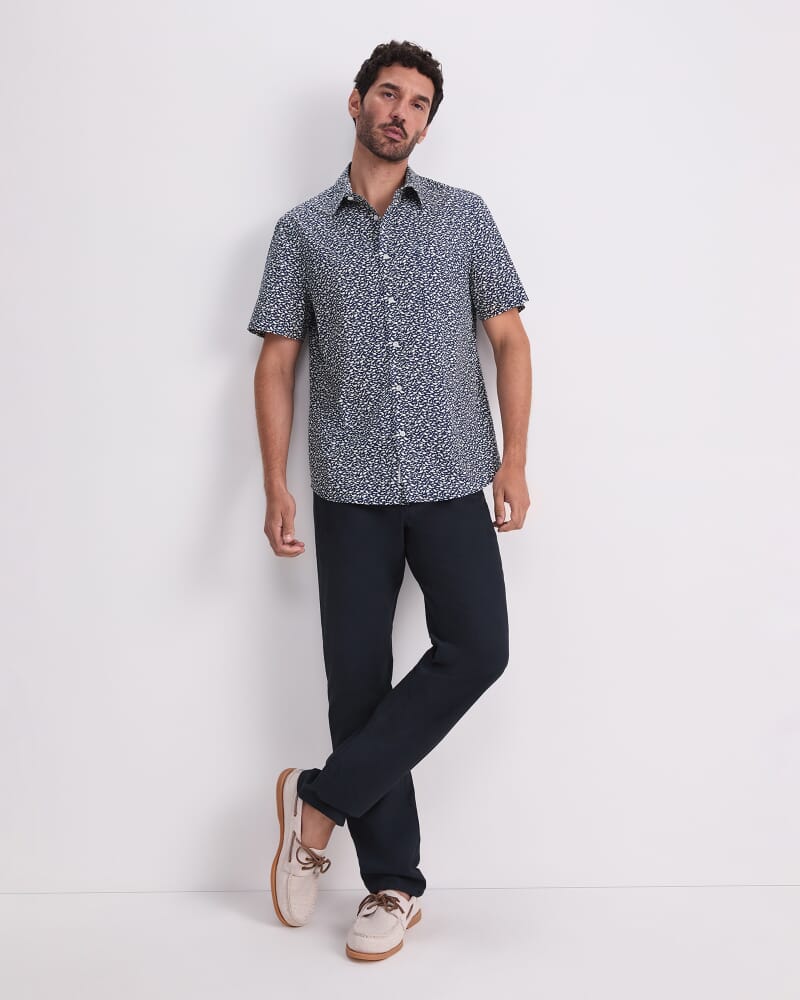 Shoal Short Sleeve Liberty Print Shirt in NAVY/WHITE