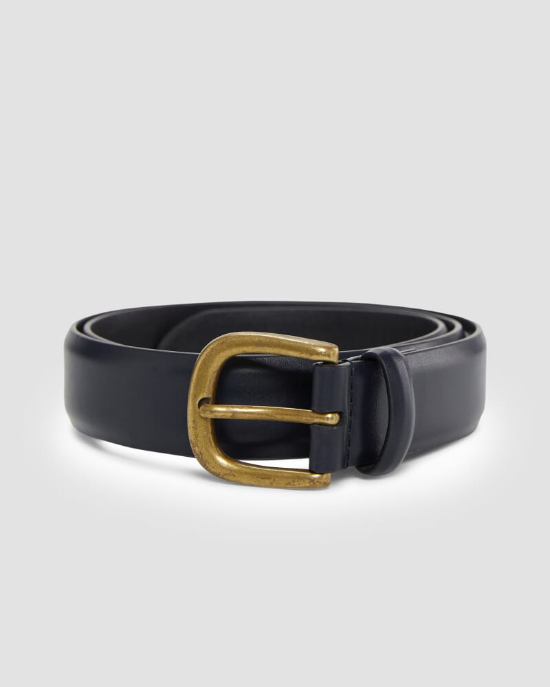 Lara Buckle Leather Belt in BLACK