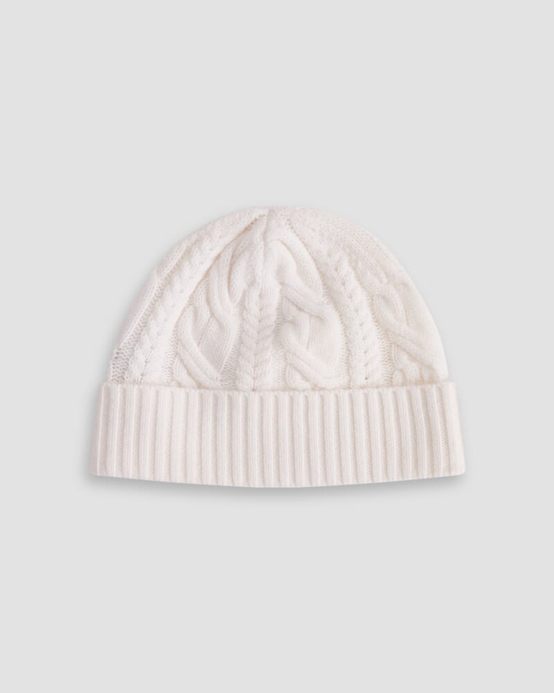 Pearl Cable Beanie in IVORY