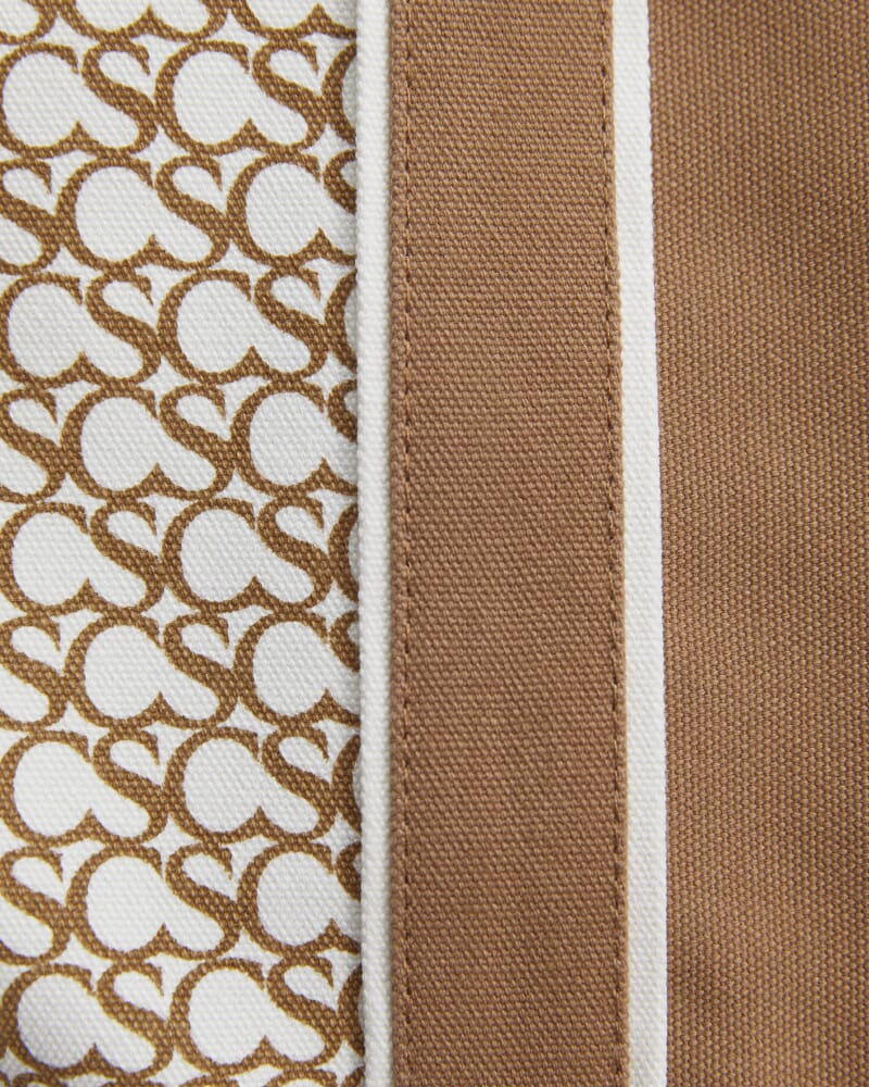 Club Sport Canvas Tote in TAN/WHITE