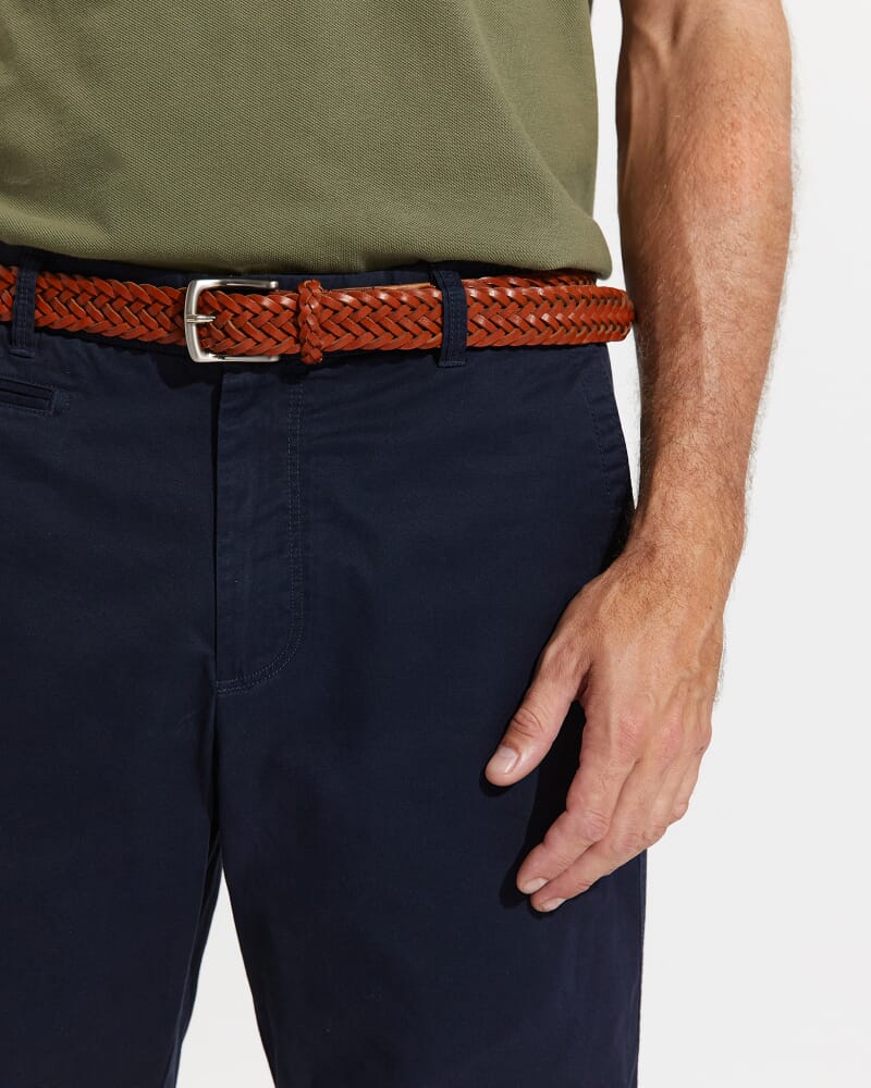 Apollo Woven Leather Belt in TAN