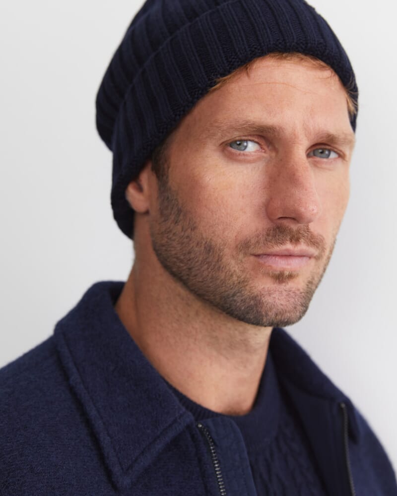Sussex Wool Blend Beanie in NAVY