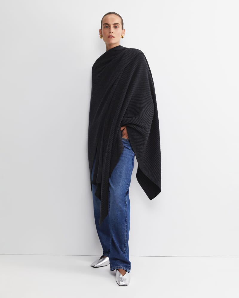 Cassie Knit Poncho in BLACK