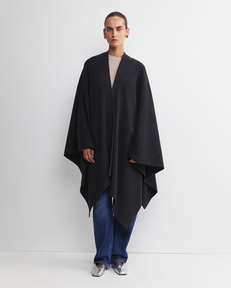Cassie Knit Poncho in BLACK