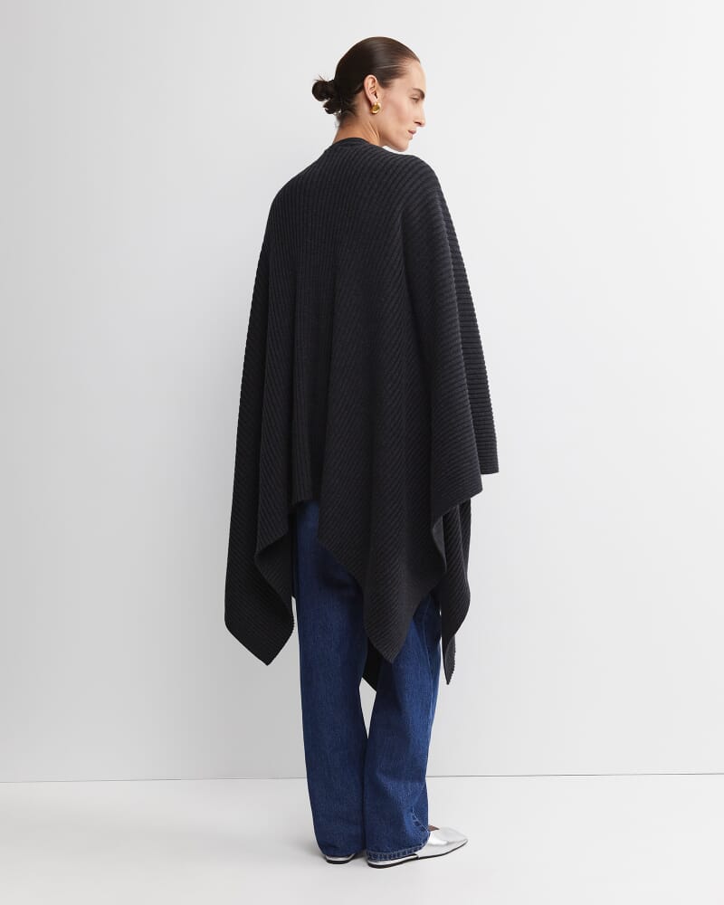 Cassie Knit Poncho in BLACK