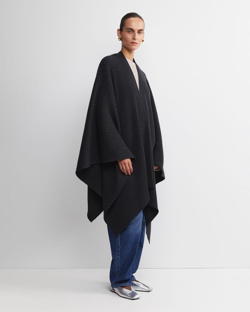 Cassie Knit Poncho in BLACK