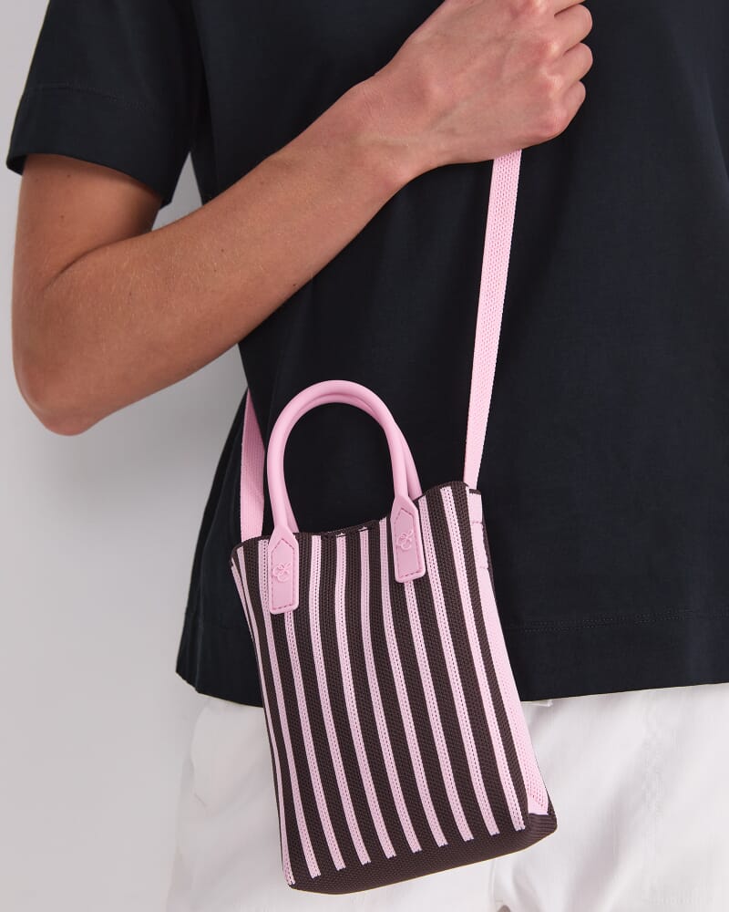 Stripe Cross Over Bag in PINK/BROWN