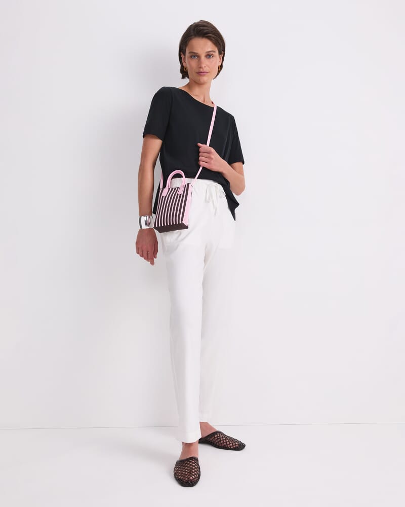 Stripe Cross Over Bag in PINK/BROWN
