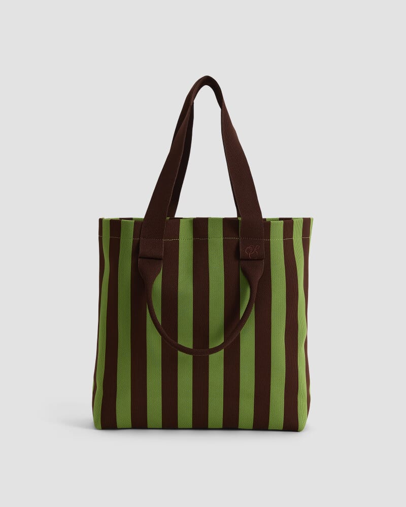 Stripe Large Shopper in GREEN MULTI
