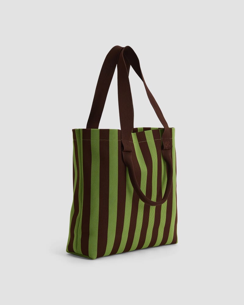 Stripe Large Shopper in GREEN MULTI