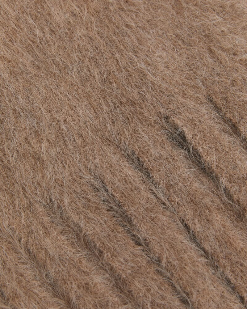 Alpaca Fringe Scarf in CAMEL