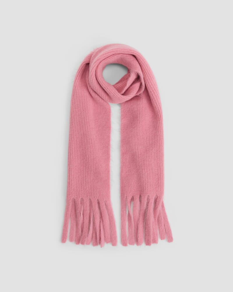 Alpaca Fringe Scarf in PINK SALT