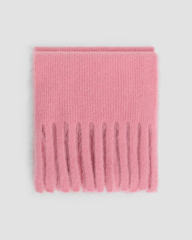 Alpaca Fringe Scarf in PINK SALT