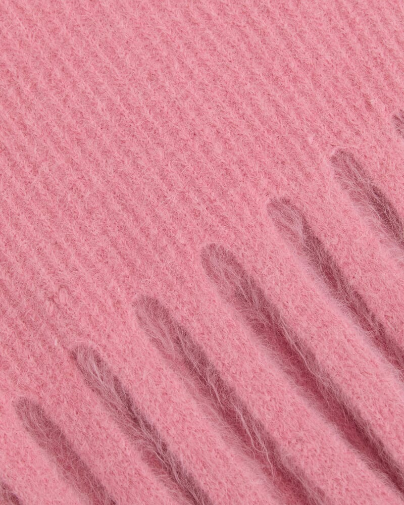 Alpaca Fringe Scarf in PINK SALT